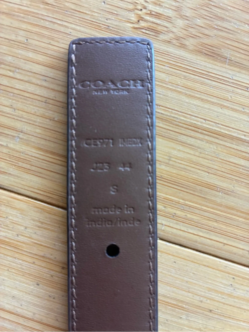 COACH Brown Signature Leather Belt with Gold Buckle